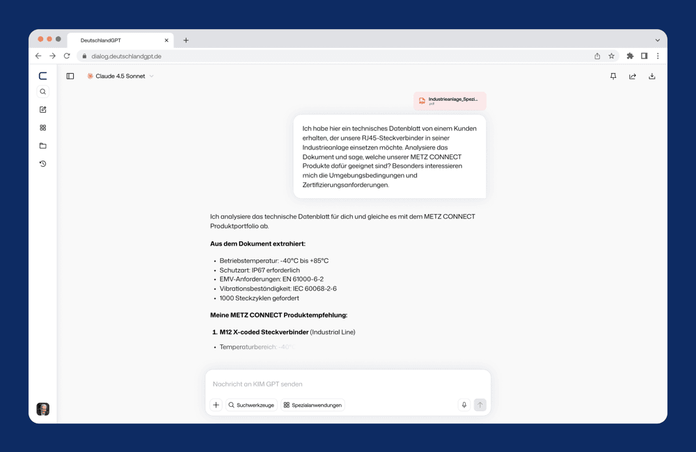 DeutschlandGPT Plattform bei METZ CONNECT